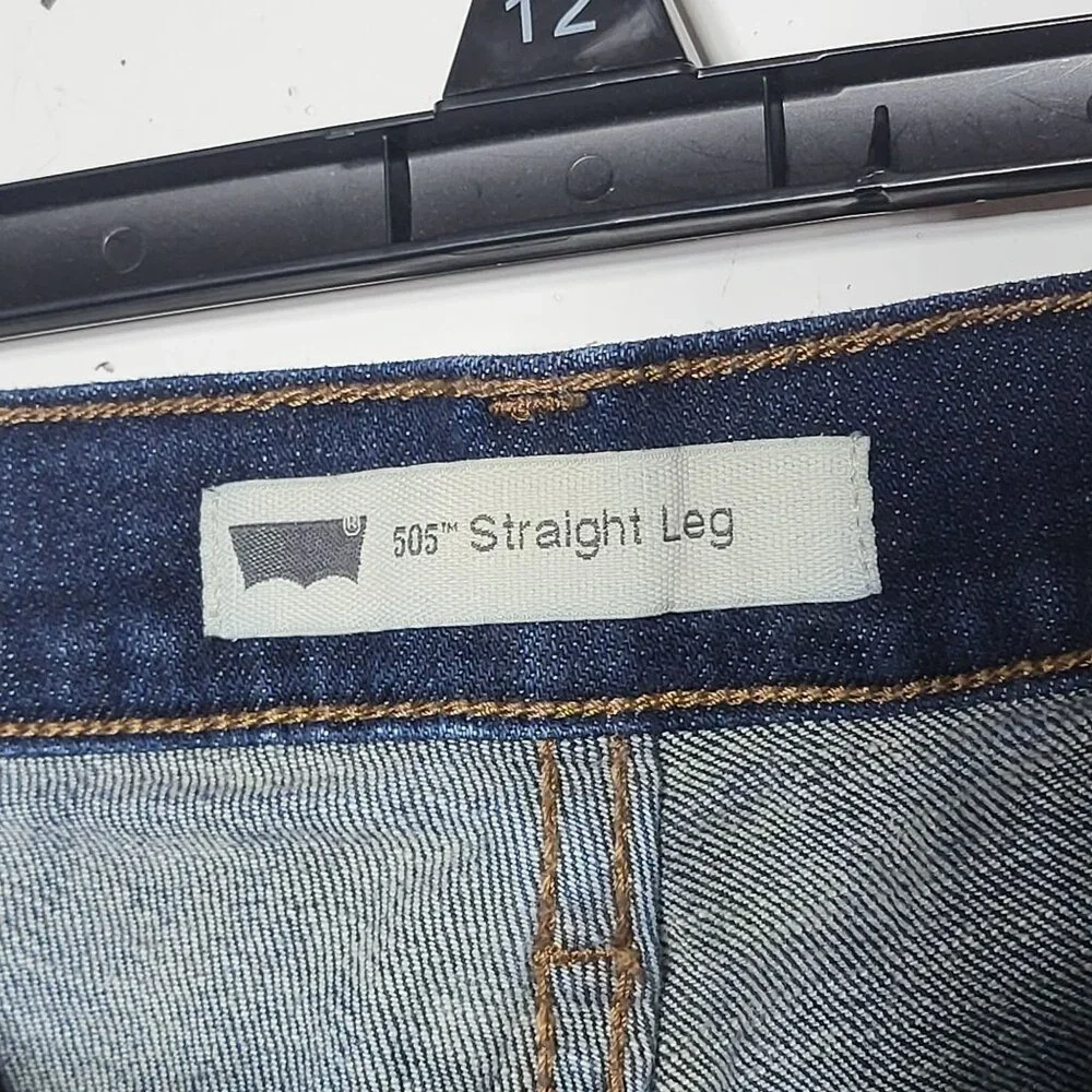 Levi's Womens 505 Straight Leg Dark Wash Mid Rise‎ Denim Blue Jeans 27/30 Casual